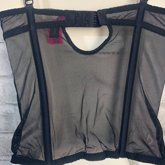 La Senza Bustier Corset Top Black Mesh Silver Metallic Lace - Picture 6 of 12